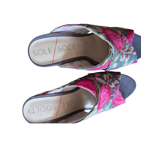 Sole Society Luella Embroidered Mule Slide Sz 8 NEW Boho - Picture 2 of 4